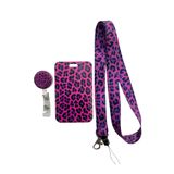 RoyalVance Pembe Leopar Desenli Yoyo, Kartlık ve Boyun Askısı 3’lü Set