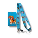 RoyalVance Sevimli Hayvanlar Köpek Desenli Boyun Askılı Kartlık Seti | Baskılı Yaka Kartı ve Lanyard