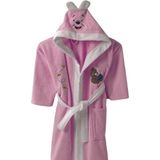 Royam Kadife Kapşonlu Kız - Erkek Çocuk Bornozu Pamuklu - 6 Yaş - Pembe