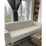 Royam Koltuk Örtüsü Çekyat Örtüsü 175 x 215 Lüks Kumaş Şönil Jakarlı Kaymaz - 175 x 215 cm - Ekru