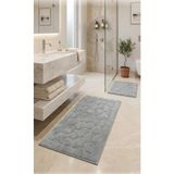 Royam Mevsim Home 2'li Set Banyo Halısı, Paspası %100 Pamuklu Kaymaz Taban - Gri - 60 x 100 + 50 x 60