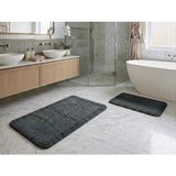 Royam Mevsim Home 2'li Set Banyo Halısı, Paspası %100 Pamuklu Kaymaz Taban Makarna Kenar - Antrasit - 60 x 100 + 50 x 60