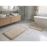 Royam Mevsim Home 2'li Set Banyo Halısı, Paspası %100 Pamuklu Kaymaz Taban Makarna Kenar - Bej - 60 x 100 + 50 x 60