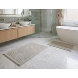 Royam Mevsim Home 2'li Set Banyo Halısı, Paspası %100 Pamuklu Kaymaz Taban - Taş - 60 x 100 + 50 x 60