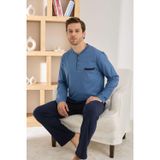 Royam Pijamoni Erkek %100 Pamuk Penye Mevsimlik Uzun Kollu Pijama Takımı 6842