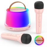 RoyAroma Çocuklar için Mini Karaoke Makinesi, 2 Kablosuz Mikrofon ve Led Işıklı Taşınabilir Bluetooth Hoparlör, 4 5 6 7 8 9 10 11 12 Yaşındaki Kız için Doğum Günü Hediyeleri, Çocuk Karaoke Makinesi