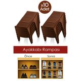 Royev 10 Adet Tekli Kahverengi Ayakkabı Rampası Ayakkabı Düzenleyici Dolap Içi Organizer