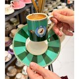 Roykıng 6'lı Porselen Green Bird Kahve Fincanı - Yeşil