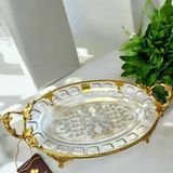 Royking Ayaklı Oval Sunum Tabağı 35X29X20X4CM CRG162 - Altın - Servis Tabağı