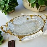 Royking Ayaklı Oval Sunum Tabağı 43X36X23X5CM CRG160 - Altın - Servis Tabağı