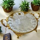 Royking Ayaklı Yuvarlak Sunum Tabağı 29X23X5CM CRG127-1 - Altın - Servis Tabağı