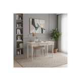 ROYS AHŞAP 100 Cm Masif Krem Tornalı Çalışma Masası