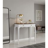 Roys Ahşap 110 cm Masif Konik Beyaz Ceviz Dresuar - Beyaz - Ceviz