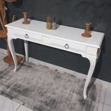 Roys Ahşap 120 cm Beyaz Eskitme Oymalı Çekmeceli Ahşap Dresuar