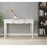 Roys Ahşap 120 cm Masif Beyaz Tornalı Çalışma Masası - 120 x 80