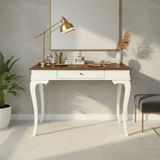 Roys Ahşap 120 cm Masif Rustik Beyaz Ceviz Dresuar - Beyaz - Ceviz