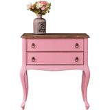 Roys Ahşap P3540 Pembe Üstü Ceviz Eskitme Çift Çekmeceli Komodin
