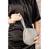 ROZA CANTA Gümüş Kadın İthal Mini Kristal Taşlı Abiye Gece El Çantası Clutch
