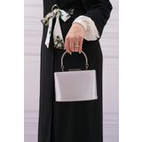 ROZA CANTA Kadın Saten Gümüş Abiye Clutch Portföy Çantası