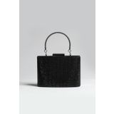 ROZA CANTA Kadın Siyah Taşlı Abiye Clutch Gece Çantası