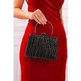 ROZA CANTA Kadın Siyah Taşlı Abiye Clutch Portföy Çanta