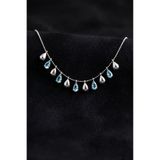 Roza Silver 925 Ayar Akuamarin Taşlı Rodyum Shakira Mix Damla Gümüş Kolye