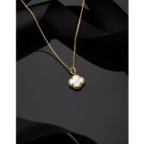 Roza Silver 925 Ayar Beyaz Sedef Taşlı Gold Van Cleef Yonca Gümüş Kolye