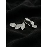 Roza Silver 925 Ayar Elişi Telkari Gümüş Yaprak Motifli Yatay Sarmaşık Küpe
