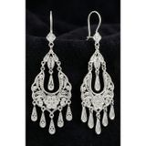 Roza Silver 925 Ayar Gümüş Telkari İşlemeli Avize Sallantılı Küpe - Otantik El İşçiliği