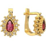Roza Silver 925 Ayar Gümüş Yakut Taşlı Gold Damla Çocuk Küpesi