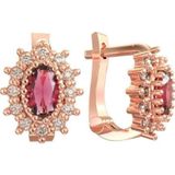 Roza Silver 925 Ayar Gümüş Yakut Taşlı Rose Oval Çocuk Küpesi