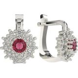 Roza Silver 925 Ayar Gümüş Yakut Taşlı Yuvarlak Çocuk Küpesi