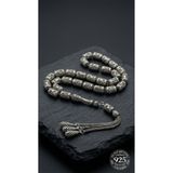 Roza Silver 925 Ayar Kapsül Kesim 3 Kamçılı Püskül Orta Boy Osmanlı İşlemeli Otantik Gümüş Tesbih