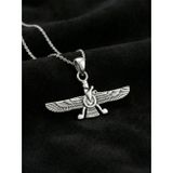 Roza Silver 925 Ayar Oksitli Siyah Gümüş Ahura Mazda Unisex Gümüş Kolye