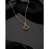 Roza Silver 925 Ayar Oniks Taşlı Gold Van Cleef Yonca Gümüş Kolye