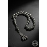 Roza Silver 925 Ayar Oval Kesim 3 Kamçılı Havuç Püskül Orta Boy Kafes İşlemeli Otantik Gümüş Tesbih
