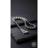 Roza Silver 925 Ayar Oval Kesim 3 Kamçılı Püskül Orta Boy Lale Desenli Otantik Gümüş Tesbih