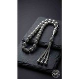 Roza Silver 925 Ayar Oval Kesim 3 Kamçılı Püskül Orta Boy Modern İşlemeli Otantik Gümüş Tesbih