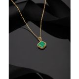 Roza Silver 925 Ayar Yeşil Kaplangözü Taşlı Gold Van Cleef Yonca Gümüş Kolye