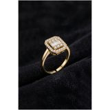 Roza Silver 925 Ayar Zirkon Taşlı Gold 3 Sıra Ayarlanabilir Baget Gümüş Yüzük