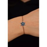 Roza Silver Akuamarin Taşlı Rose Lotus Çiçeği Gümüş Bileklik