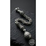 Roza Silver Koleksiyonluk 925 Ayar Gümüş Otantik Işleme Arnavut Zincir Damla Tesbih Püskül Ucu 7cm - Antik Gümüş