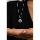 Roza Silver Mix Taşlı Rodyum Nazar Boncuğu Minimal Gümüş Kolye
