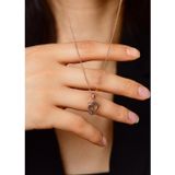 Roza Silver Oniks Taşlı Rose Anne Bebek Ayak İzi Gümüş Kolye