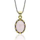 Roza Silver Pembe Kuvars Taşlı Otantik Gümüş Kadın Kolye