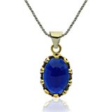 Roza Silver Safir Taşlı Otantik Gümüş Kadın Kolye