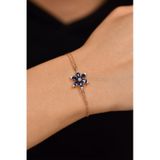 Roza Silver Safir Taşlı Rose Lotus Çiçeği Gümüş Bileklik