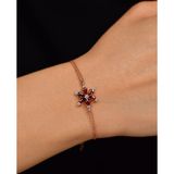 Roza Silver Yakut Taşlı Rose Lotus Çiçeği Gümüş Bileklik