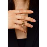 Roza Silver Zirkon Taşlı Gold Anne Bebek Ayak İzi Gümüş Kolye