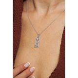 Roza Silver Zirkon Taşlı Rodyum Renk Gümüş Şans Kolyesi